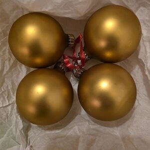2/$30 Vintage Gold KREBS Sateen Christmas Ornaments